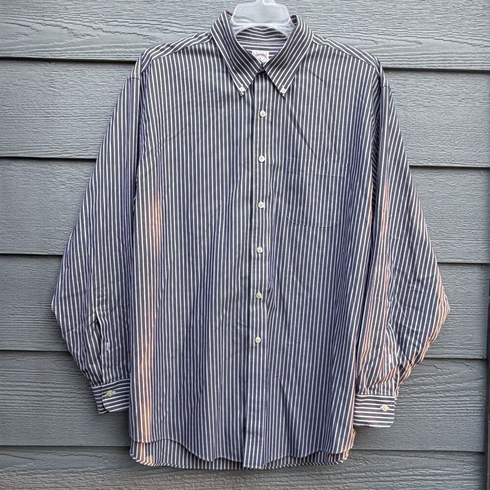 Brooks Brothers XL 346 The Original Polo Shirt Men Blue Striped Cotton Non-Iron